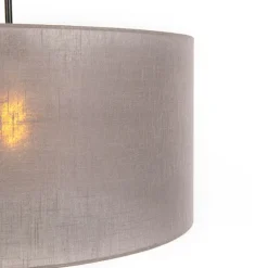 Landelijke hanglamp zwart met taupe kap 50 cm - Combi 1
