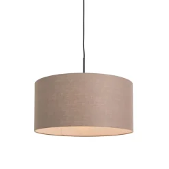 Landelijke hanglamp zwart met bruine kap 50 cm - Combi 1