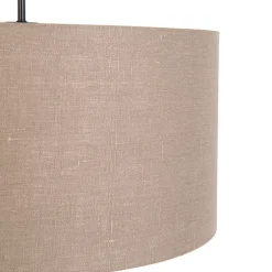 Landelijke hanglamp zwart met bruine kap 50 cm - Combi 1
