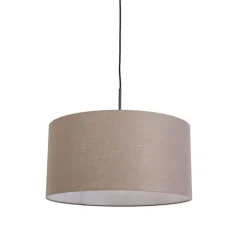 Landelijke hanglamp zwart met bruine kap 50 cm - Combi 1
