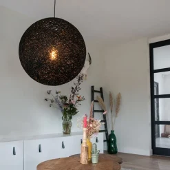Landelijke hanglamp zwart 60 cm - Corda