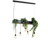 Landelijke hanglamp zwart met hout 5-lichts - Flair