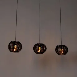 Landelijke hanglamp zwart langwerpig 3-lichts - Canna