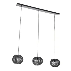 Landelijke hanglamp zwart langwerpig 3-lichts - Canna