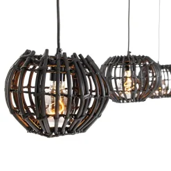Landelijke hanglamp zwart langwerpig 3-lichts - Canna