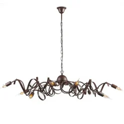 Landelijke kroonluchter bruin 10-lichts - Ricciolo