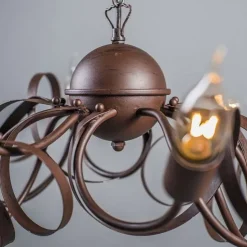 Landelijke kroonluchter bruin 10-lichts - Ricciolo