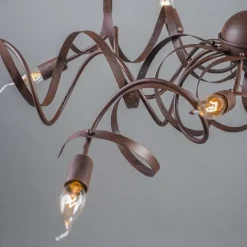 Landelijke kroonluchter bruin 10-lichts - Ricciolo