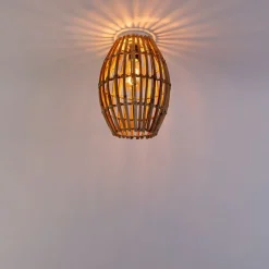Landelijke plafondlamp bamboe en wit - Canna Capsule