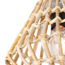 Landelijke plafondlamp bamboe met wit - Canna Diamond