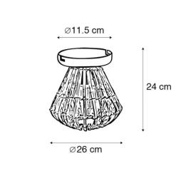 Landelijke plafondlamp bamboe met wit - Canna Diamond