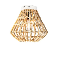 Landelijke plafondlamp bamboe met wit - Canna Diamond