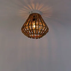 Landelijke plafondlamp bamboe met wit - Canna Diamond