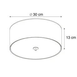 Landelijke plafondlamp beige 30 cm - Drum