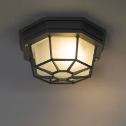 Landelijke plafondlamp donkergrijs 21,3 cm IP44 - Bri