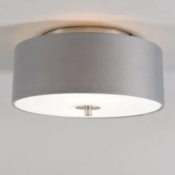 Landelijke plafondlamp grijs 30 cm - Drum