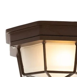 Landelijke plafondlamp roestbruin 21,3 cm IP44 - Bri