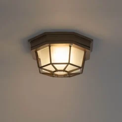 Landelijke plafondlamp roestbruin 21,3 cm IP44 - Bri