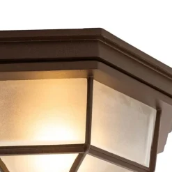 Landelijke plafondlamp roestbruin 26,5 IP44 - Bri