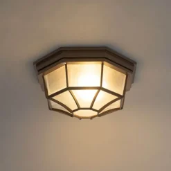 Landelijke plafondlamp roestbruin 26,5 IP44 - Bri