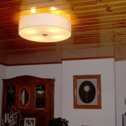 Landelijke plafondlamp wit 50 cm - Drum