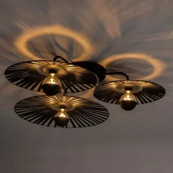 Landelijke plafondlamp zwart 3-lichts - Leia