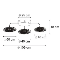 Landelijke plafondlamp zwart 3-lichts - Leia