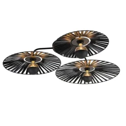 Landelijke plafondlamp zwart 3-lichts - Leia