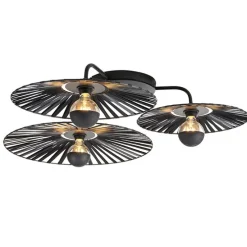 Landelijke plafondlamp zwart 3-lichts - Leia