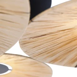 Landelijke plafondlamp zwart met touw 3-lichts - Leia