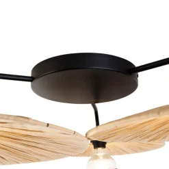 Landelijke plafondlamp zwart met touw 3-lichts - Leia