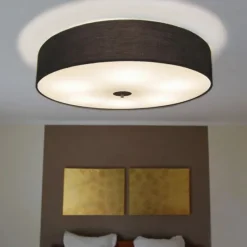 Landelijke plafondlamp zwart 70 cm - Drum