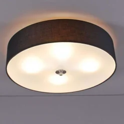 Landelijke plafondlamp zwart 50 cm - Drum