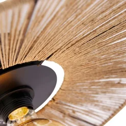 Landelijke plafondlamp zwart met touw - Sacha