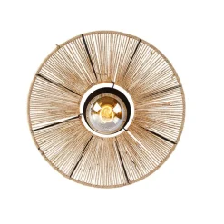 Landelijke plafondlamp zwart met touw - Sacha