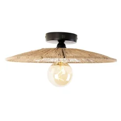 Landelijke plafondlamp zwart met touw - Sacha