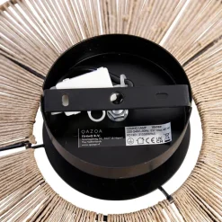 Landelijke plafondlamp zwart met touw - Sacha