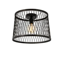 Landelijke plafondlamp zwart rotan 40 cm IP44 - Calamus