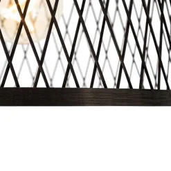 Landelijke plafondlamp zwart rotan 40 cm IP44 - Calamus