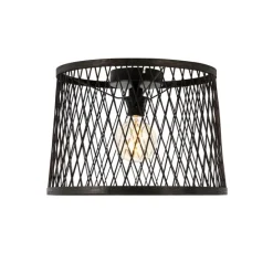 Landelijke plafondlamp zwart rotan 40 cm IP44 - Calamus