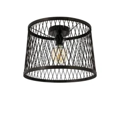 Landelijke plafondlamp zwart rotan 40 cm IP44 - Calamus