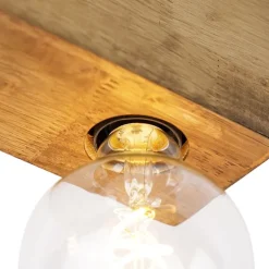 Landelijke plafondspot vintage hout 2-lichts - Bloc