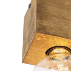 Landelijke plafondspot vintage hout 2-lichts - Bloc