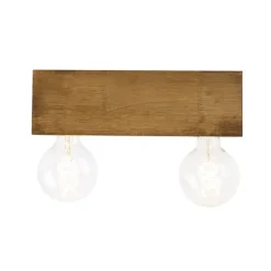 Landelijke plafondspot vintage hout 2-lichts - Bloc