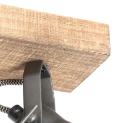 Landelijke spot zwart met hout 3-lichts verstelbaar - Jelle