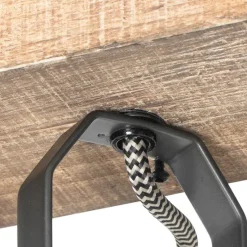 Landelijke spot zwart met hout 3-lichts verstelbaar - Jelle