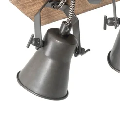 Landelijke spot zwart met hout 3-lichts verstelbaar - Jelle