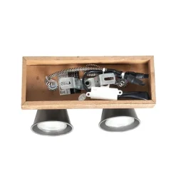 Landelijke spot zwart met hout 2-lichts verstelbaar - Jelle