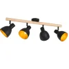 Landelijke spot zwart met hout 4-lichts - Flint