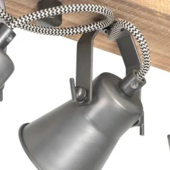 Landelijke spot zwart met hout 4-lichts verstelbaar - Jelle